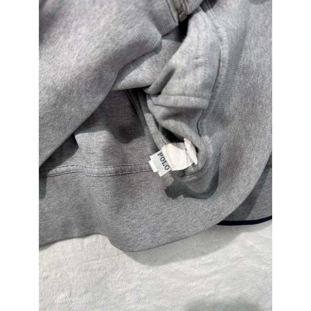 Polo Ralph Lauren Track Jacket Mens 2XL Gray French Terry Full Zip Sport Stripe